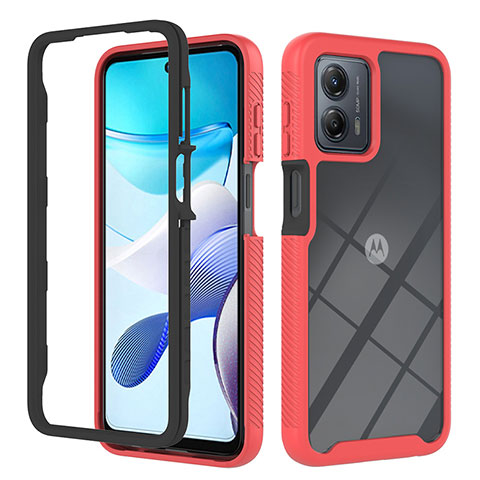 Coque Rebord Contour Silicone et Vitre Transparente Housse Etui 360 Degres YB1 pour Motorola Moto G 5G (2023) Rouge