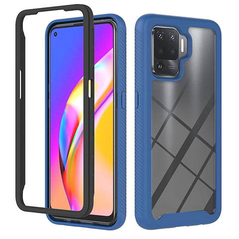 Coque Rebord Contour Silicone et Vitre Transparente Housse Etui 360 Degres YB1 pour Oppo Reno5 Lite Bleu