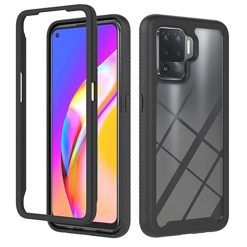 Coque Rebord Contour Silicone et Vitre Transparente Housse Etui 360 Degres YB1 pour Oppo Reno5 Lite Noir