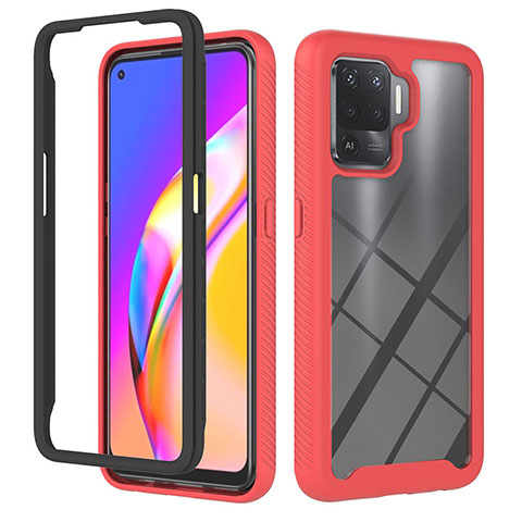 Coque Rebord Contour Silicone et Vitre Transparente Housse Etui 360 Degres YB1 pour Oppo Reno5 Lite Rouge