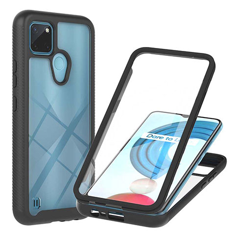 Coque Rebord Contour Silicone et Vitre Transparente Housse Etui 360 Degres YB1 pour Realme C21Y Noir