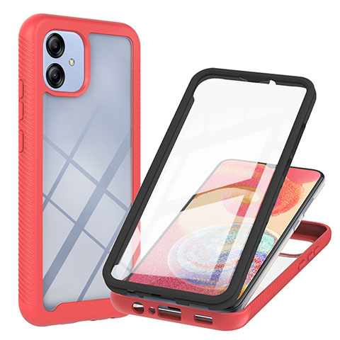 Coque Rebord Contour Silicone et Vitre Transparente Housse Etui 360 Degres YB1 pour Samsung Galaxy A04 4G Rouge