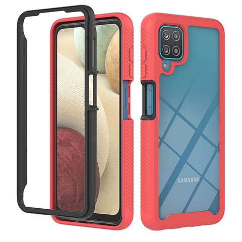 Coque Rebord Contour Silicone et Vitre Transparente Housse Etui 360 Degres YB1 pour Samsung Galaxy A12 5G Rouge