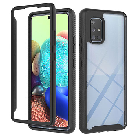 Coque Rebord Contour Silicone et Vitre Transparente Housse Etui 360 Degres YB1 pour Samsung Galaxy A71 5G Noir