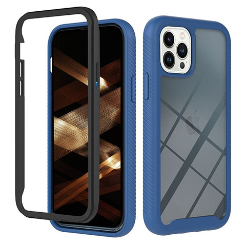 Coque Rebord Contour Silicone et Vitre Transparente Housse Etui 360 Degres YB2 pour Apple iPhone 13 Pro Bleu