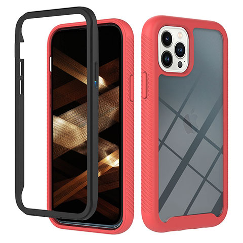 Coque Rebord Contour Silicone et Vitre Transparente Housse Etui 360 Degres YB2 pour Apple iPhone 13 Pro Max Rouge