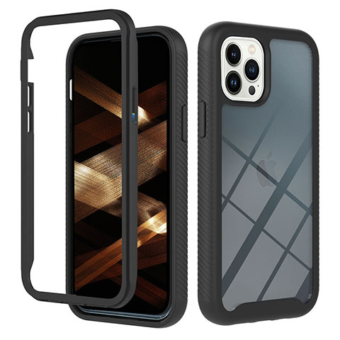 Coque Rebord Contour Silicone et Vitre Transparente Housse Etui 360 Degres YB2 pour Apple iPhone 14 Pro Max Noir