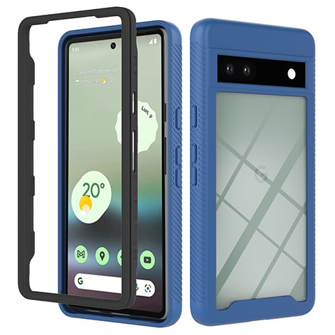 Coque Rebord Contour Silicone et Vitre Transparente Housse Etui 360 Degres YB2 pour Google Pixel 7a 5G Bleu