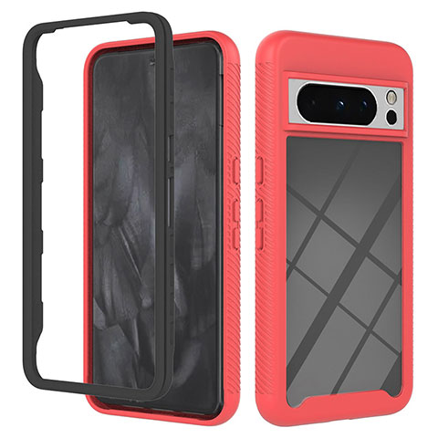 Coque Rebord Contour Silicone et Vitre Transparente Housse Etui 360 Degres YB2 pour Google Pixel 8 Pro 5G Rouge