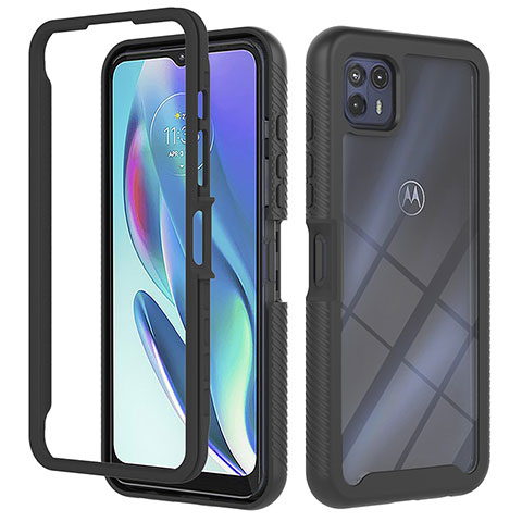 Coque Rebord Contour Silicone et Vitre Transparente Housse Etui 360 Degres YB2 pour Motorola Moto G50 5G Noir