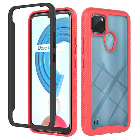 Coque Rebord Contour Silicone et Vitre Transparente Housse Etui 360 Degres YB2 pour Realme C21Y Rouge