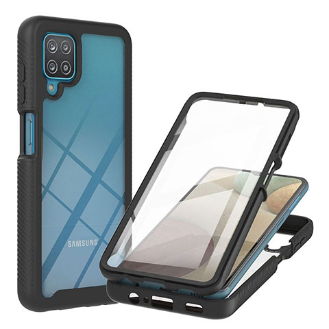 Coque Rebord Contour Silicone et Vitre Transparente Housse Etui 360 Degres YB2 pour Samsung Galaxy A12 5G Noir