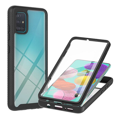 Coque Rebord Contour Silicone et Vitre Transparente Housse Etui 360 Degres YB2 pour Samsung Galaxy A51 5G Noir