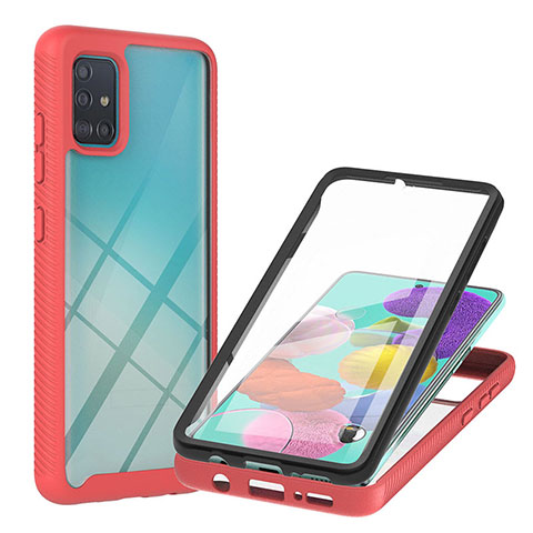 Coque Rebord Contour Silicone et Vitre Transparente Housse Etui 360 Degres YB2 pour Samsung Galaxy M40S Rouge