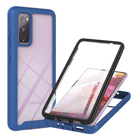 Coque Rebord Contour Silicone et Vitre Transparente Housse Etui 360 Degres YB2 pour Samsung Galaxy S20 FE (2022) 5G Bleu