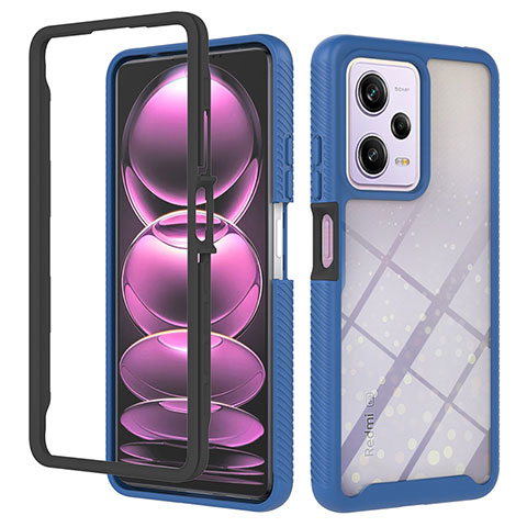 Coque Rebord Contour Silicone et Vitre Transparente Housse Etui 360 Degres YB2 pour Xiaomi Redmi Note 12 Pro 5G Bleu