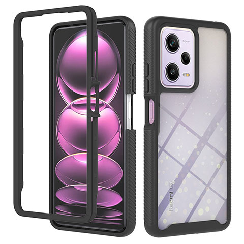 Coque Rebord Contour Silicone et Vitre Transparente Housse Etui 360 Degres YB2 pour Xiaomi Redmi Note 12 Pro 5G Noir