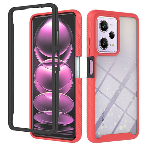 Coque Rebord Contour Silicone et Vitre Transparente Housse Etui 360 Degres YB2 pour Xiaomi Redmi Note 12 Pro 5G Rouge