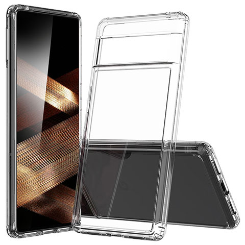 Coque Rebord Contour Silicone et Vitre Transparente Housse Etui 360 Degres Z01J pour Google Pixel 7 Pro 5G Clair