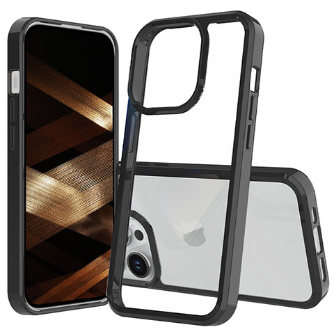 Coque Rebord Contour Silicone et Vitre Transparente Housse Etui 360 Degres ZJ1 pour Apple iPhone 14 Pro Max Noir