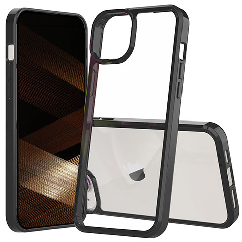 Coque Rebord Contour Silicone et Vitre Transparente Housse Etui 360 Degres ZJ1 pour Apple iPhone 15 Noir