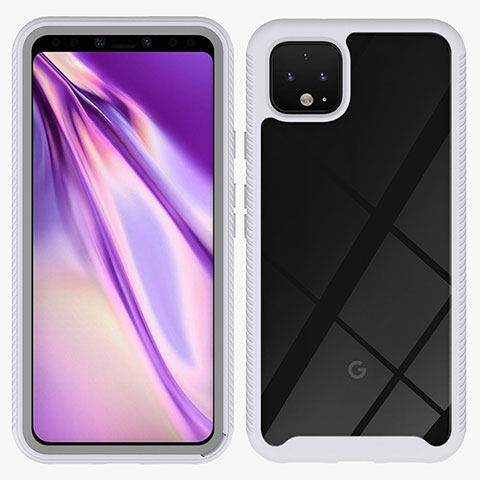 Coque Rebord Contour Silicone et Vitre Transparente Housse Etui 360 Degres ZJ1 pour Google Pixel 4 Blanc