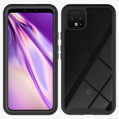 Coque Rebord Contour Silicone et Vitre Transparente Housse Etui 360 Degres ZJ1 pour Google Pixel 4 Noir