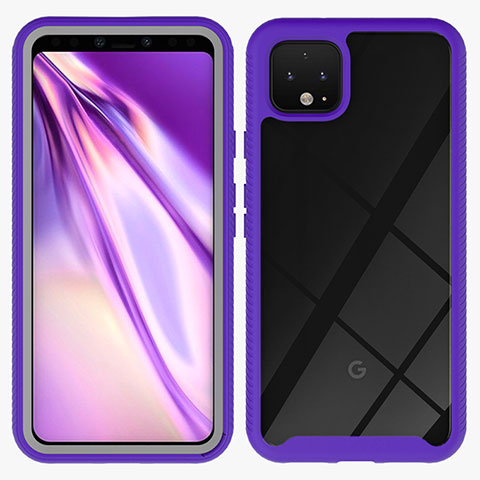 Coque Rebord Contour Silicone et Vitre Transparente Housse Etui 360 Degres ZJ1 pour Google Pixel 4 Violet Clair