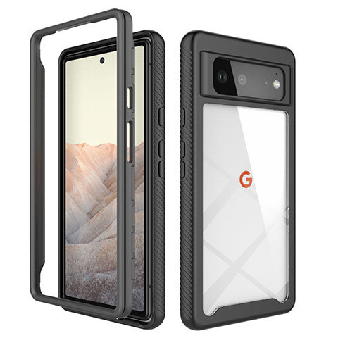 Coque Rebord Contour Silicone et Vitre Transparente Housse Etui 360 Degres ZJ1 pour Google Pixel 6 5G Noir