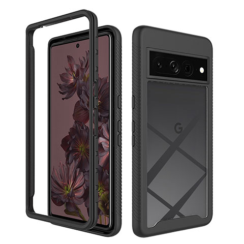 Coque Rebord Contour Silicone et Vitre Transparente Housse Etui 360 Degres ZJ1 pour Google Pixel 7 Pro 5G Noir