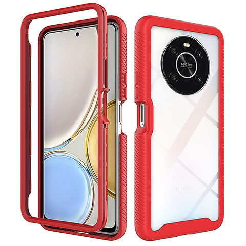 Coque Rebord Contour Silicone et Vitre Transparente Housse Etui 360 Degres ZJ1 pour Huawei Honor Magic4 Lite 4G Rouge