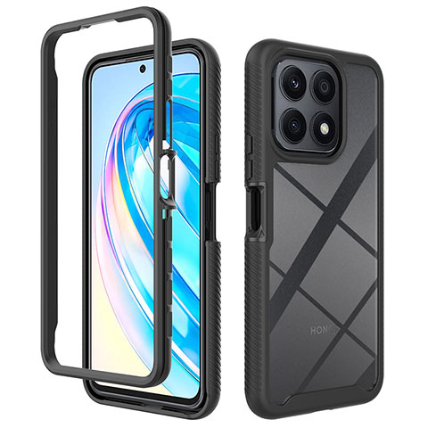 Coque Rebord Contour Silicone et Vitre Transparente Housse Etui 360 Degres ZJ1 pour Huawei Honor X8a 4G Noir