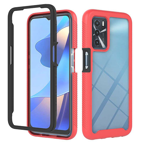 Coque Rebord Contour Silicone et Vitre Transparente Housse Etui 360 Degres ZJ1 pour Oppo A16 Rouge