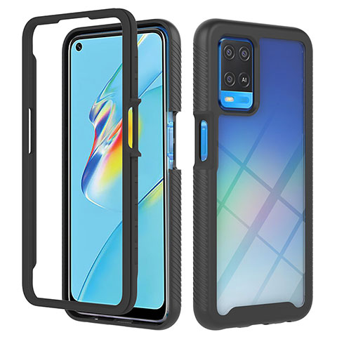 Coque Rebord Contour Silicone et Vitre Transparente Housse Etui 360 Degres ZJ1 pour Oppo A54 4G Noir