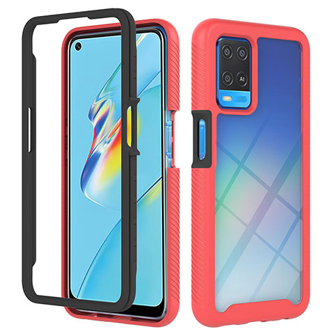 Coque Rebord Contour Silicone et Vitre Transparente Housse Etui 360 Degres ZJ1 pour Oppo A54 4G Rouge