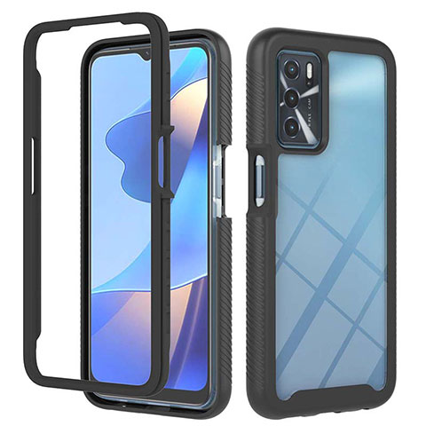 Coque Rebord Contour Silicone et Vitre Transparente Housse Etui 360 Degres ZJ1 pour Oppo A54s Noir