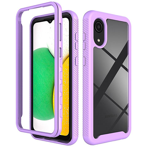 Coque Rebord Contour Silicone et Vitre Transparente Housse Etui 360 Degres ZJ1 pour Samsung Galaxy A03 Core Violet Clair