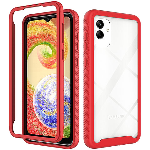 Coque Rebord Contour Silicone et Vitre Transparente Housse Etui 360 Degres ZJ1 pour Samsung Galaxy A04 4G Rouge