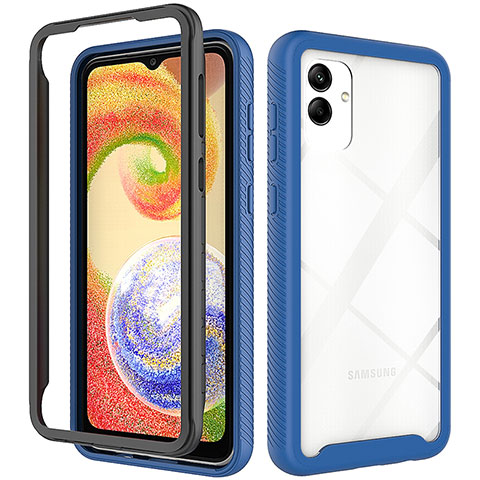 Coque Rebord Contour Silicone et Vitre Transparente Housse Etui 360 Degres ZJ1 pour Samsung Galaxy A04E Bleu