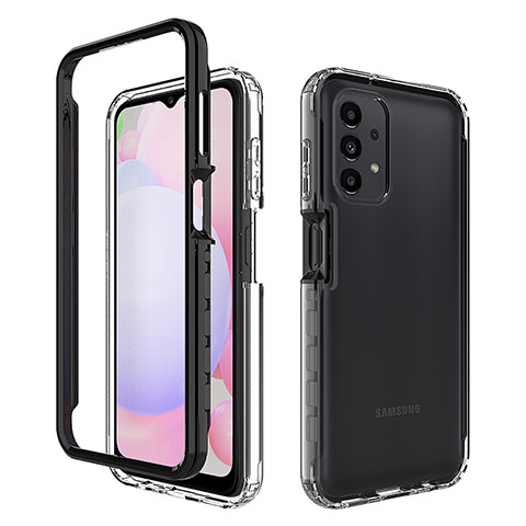 Coque Rebord Contour Silicone et Vitre Transparente Housse Etui 360 Degres ZJ1 pour Samsung Galaxy A13 4G Noir