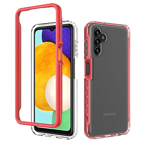 Coque Rebord Contour Silicone et Vitre Transparente Housse Etui 360 Degres ZJ1 pour Samsung Galaxy A13 5G Rouge