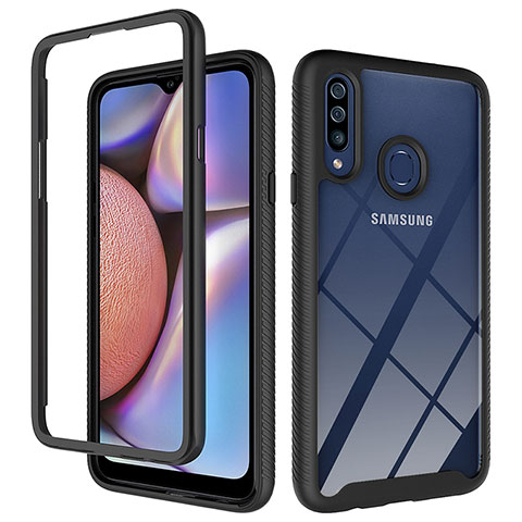 Coque Rebord Contour Silicone et Vitre Transparente Housse Etui 360 Degres ZJ1 pour Samsung Galaxy A20s Noir