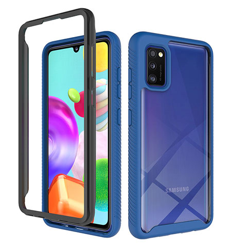 Coque Rebord Contour Silicone et Vitre Transparente Housse Etui 360 Degres ZJ1 pour Samsung Galaxy A41 Bleu