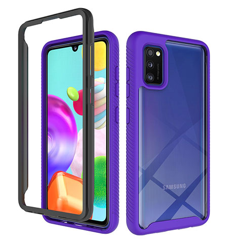 Coque Rebord Contour Silicone et Vitre Transparente Housse Etui 360 Degres ZJ1 pour Samsung Galaxy A41 Violet Clair