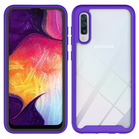 Coque Rebord Contour Silicone et Vitre Transparente Housse Etui 360 Degres ZJ1 pour Samsung Galaxy A50S Violet Clair