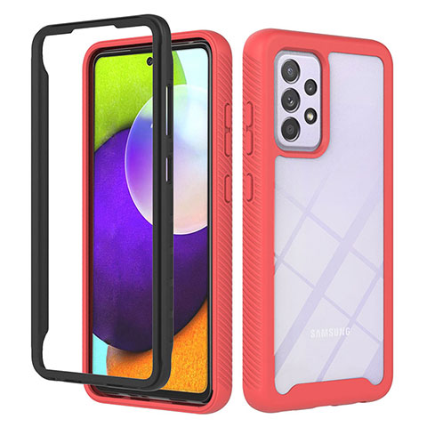 Coque Rebord Contour Silicone et Vitre Transparente Housse Etui 360 Degres ZJ1 pour Samsung Galaxy A52s 5G Rouge