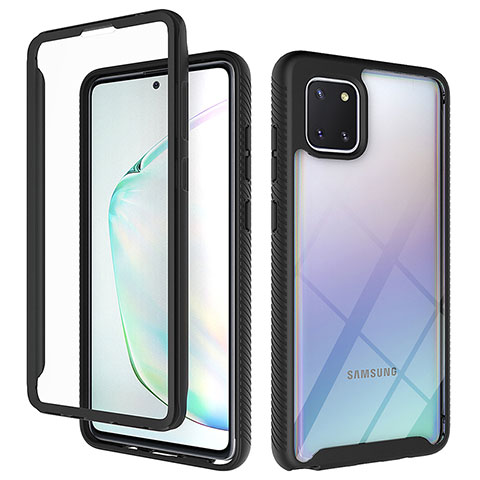 Coque Rebord Contour Silicone et Vitre Transparente Housse Etui 360 Degres ZJ1 pour Samsung Galaxy A81 Noir