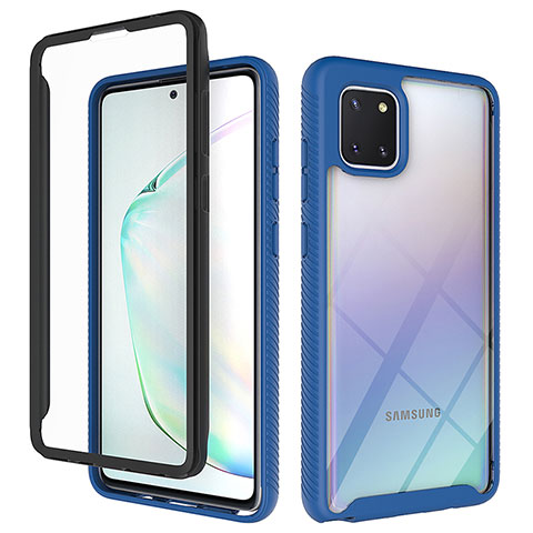 Coque Rebord Contour Silicone et Vitre Transparente Housse Etui 360 Degres ZJ1 pour Samsung Galaxy Note 10 Lite Bleu