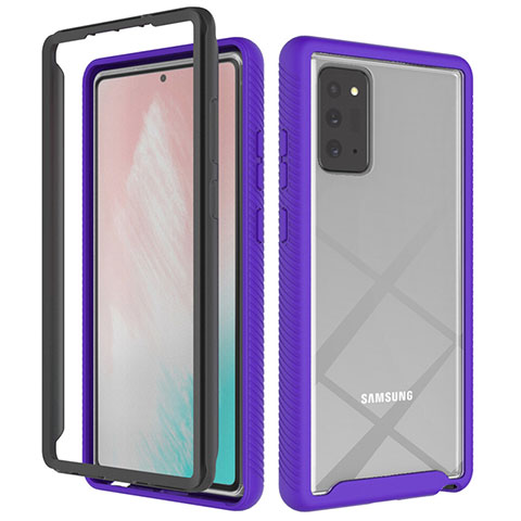 Coque Rebord Contour Silicone et Vitre Transparente Housse Etui 360 Degres ZJ1 pour Samsung Galaxy Note 20 5G Violet Clair