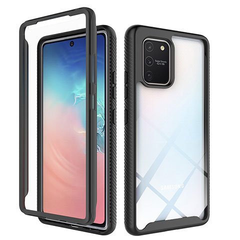 Coque Rebord Contour Silicone et Vitre Transparente Housse Etui 360 Degres ZJ1 pour Samsung Galaxy S10 Lite Noir